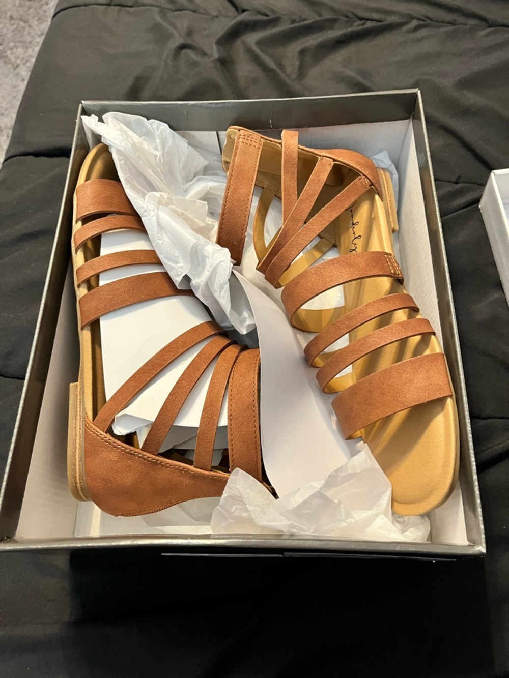 Waverly Multi-Strap Flat Sandals in Chestnut Brown - Picture 4 of 5